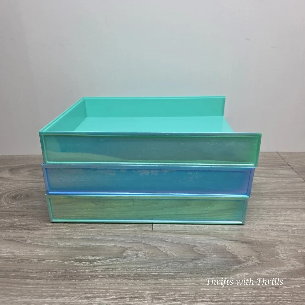 Set Of 3‎ Stacked Desk Set, Aqua Letter Trays - Stay Organized 2026!